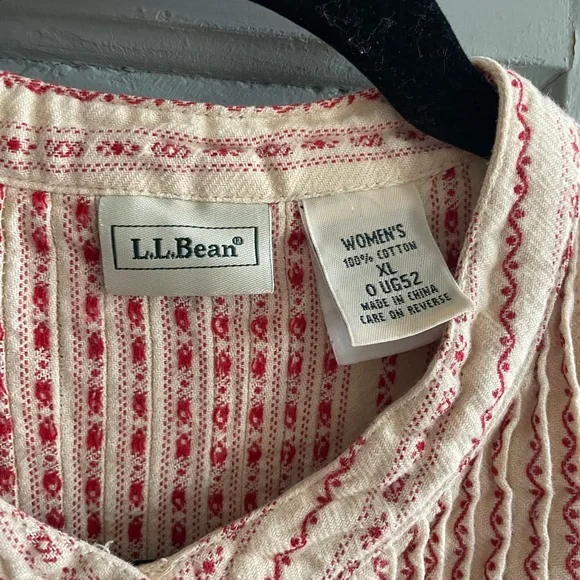 Vintage L.L. Bean Red and Cream Striped cotton night gown size XL - Picture 4 of 5